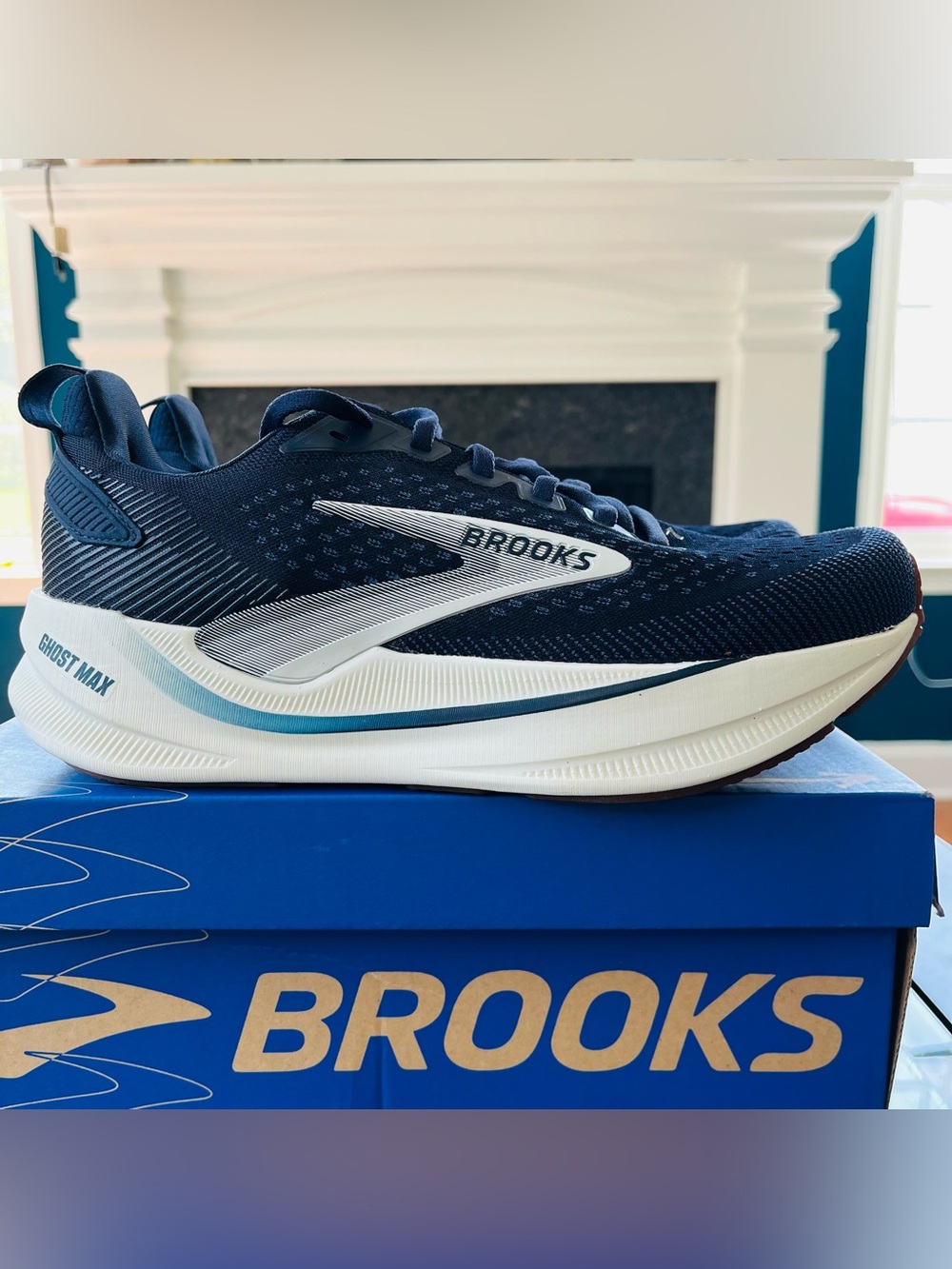 Brooks Ghost Max 4 Wide Mens Running Shoes Navy/White 110496-2E-463